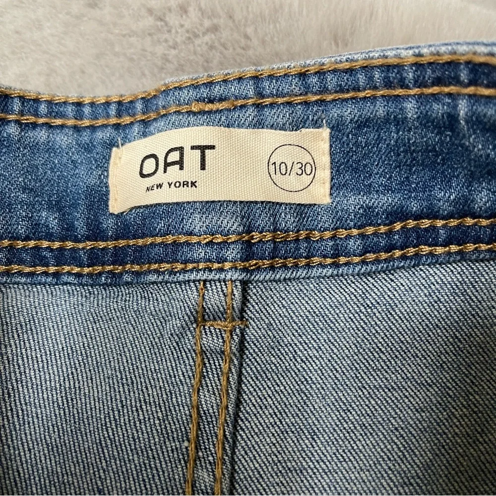 OAT New York High-Rise Cargo Wide Leg Jeans Utility Denim 10/30 Blue Casual
